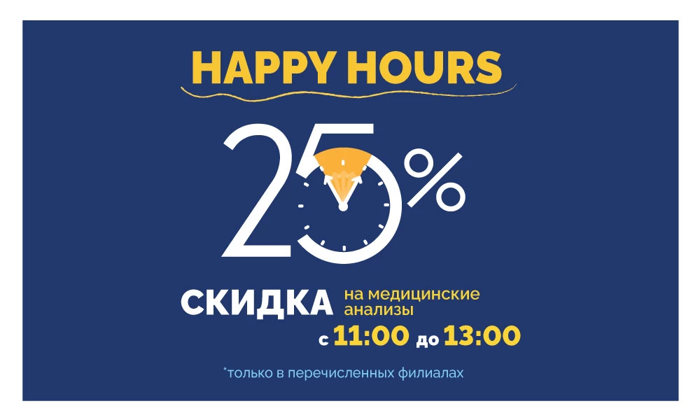 ⏰HAPPY HOURS НА МЕДИЦИНСКИЕ АНАЛИЗЫ!