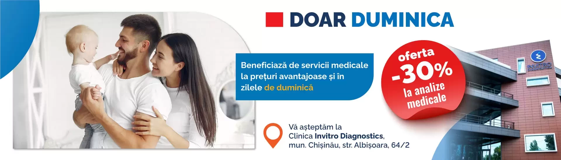 Doar duminica beneficiați de 30% reducere la analize medicale!